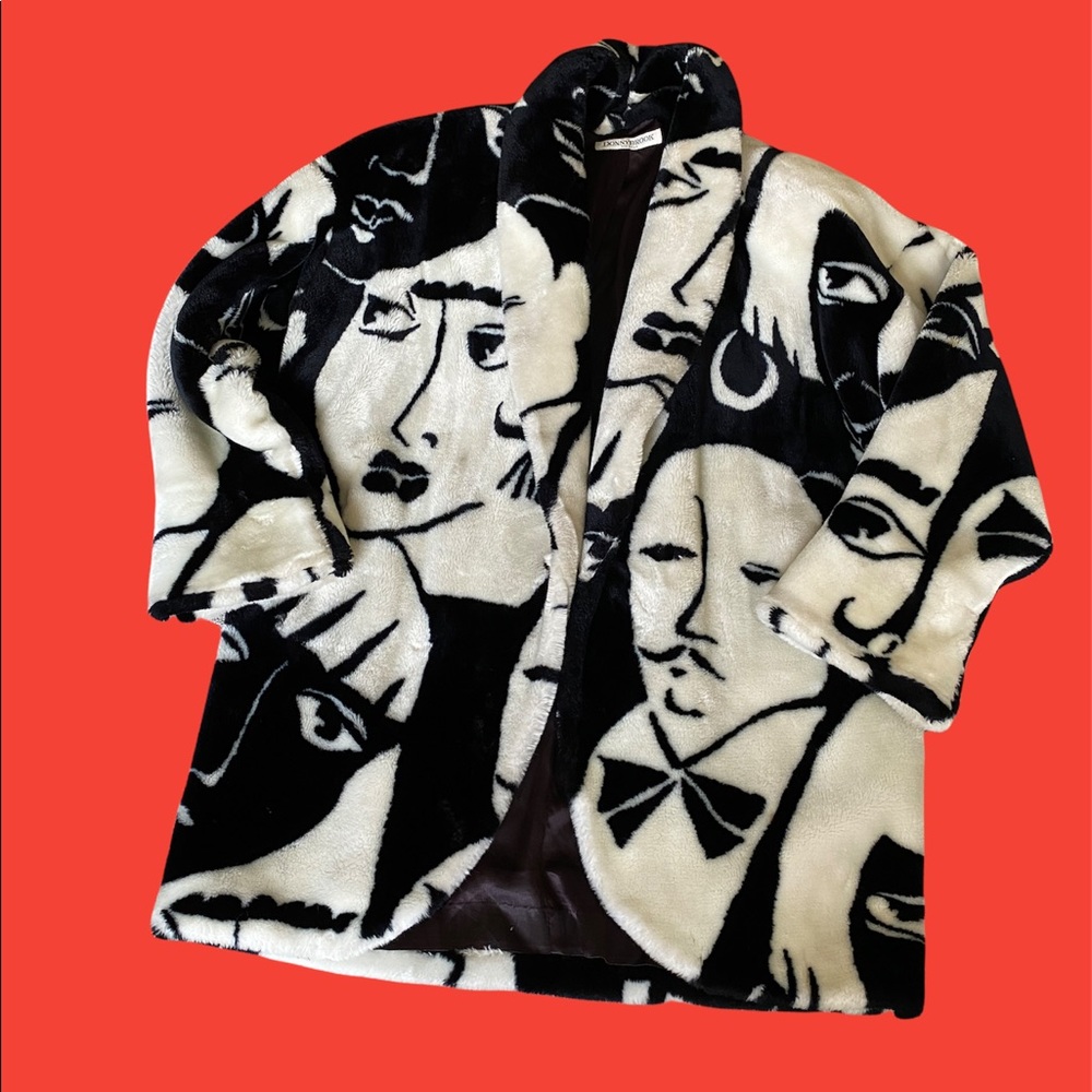 Donny Brooks RIHANNA Faces Plush Jacket 1980’s Oversized Large - Picture 1 of 16